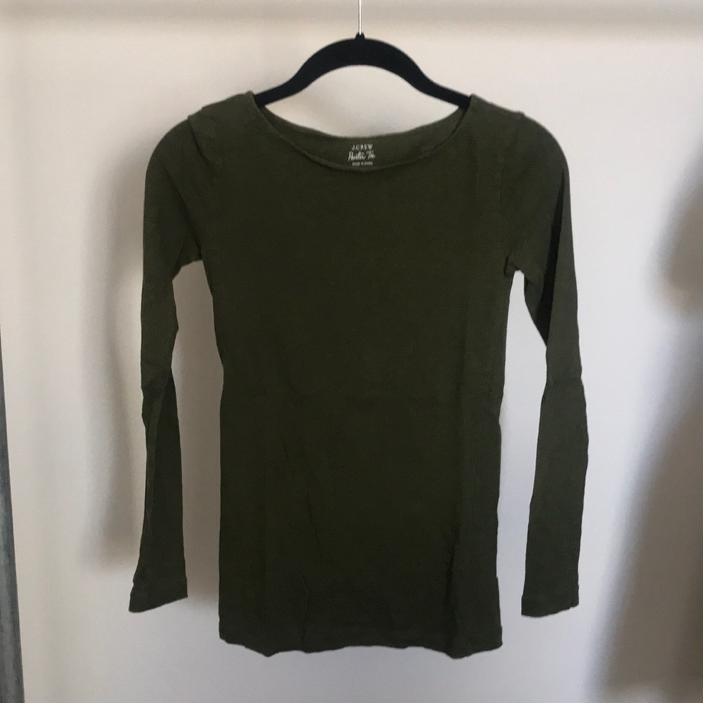 J CREW forest green painter tee